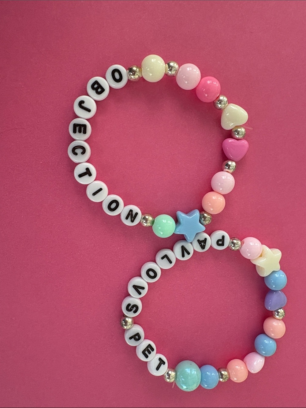 Beaded Name Bracelet Set - Pastel Pink, Blue & Mint